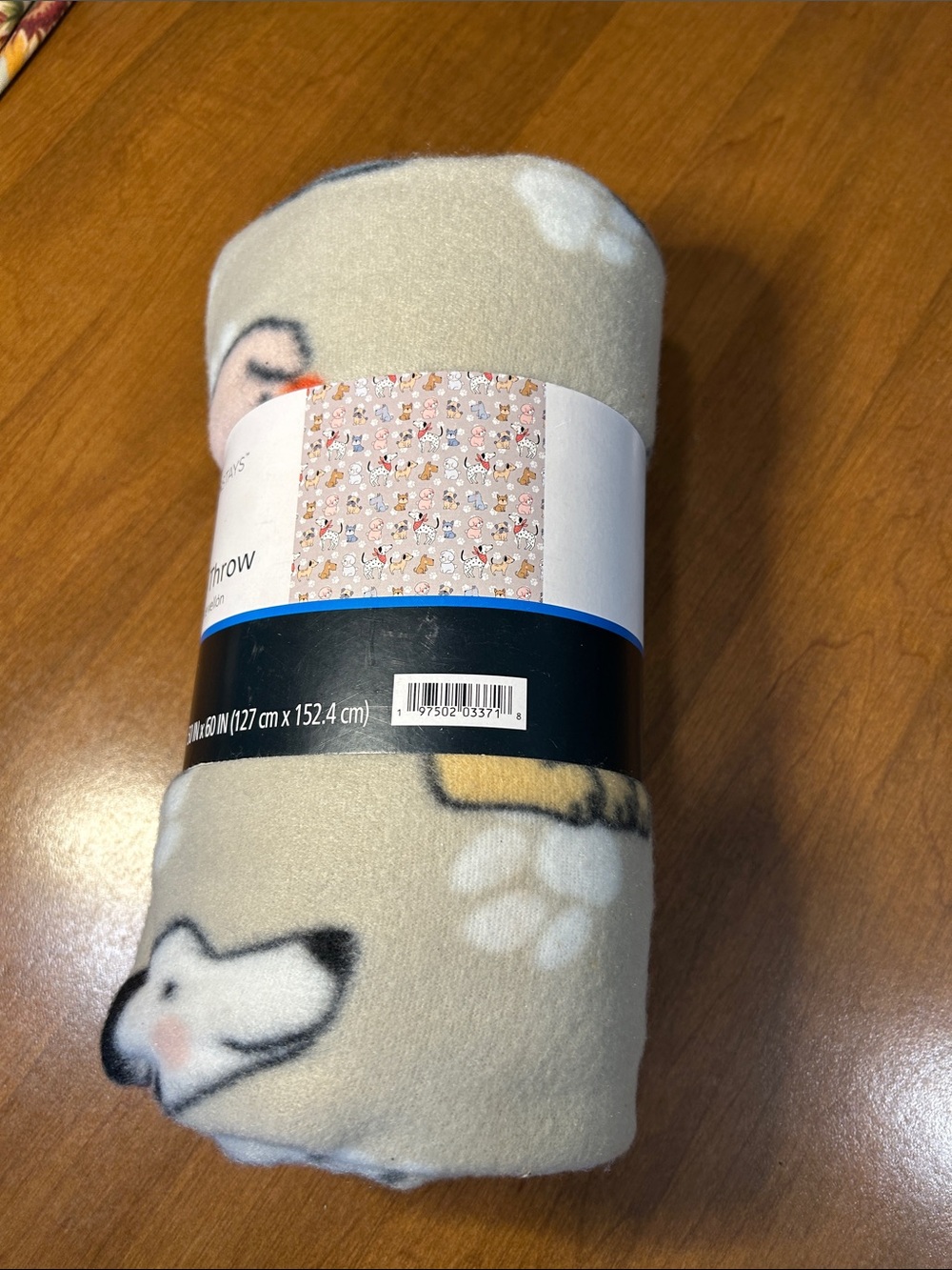 Mainstays Plush Dog Print Fleece Throw - Cream